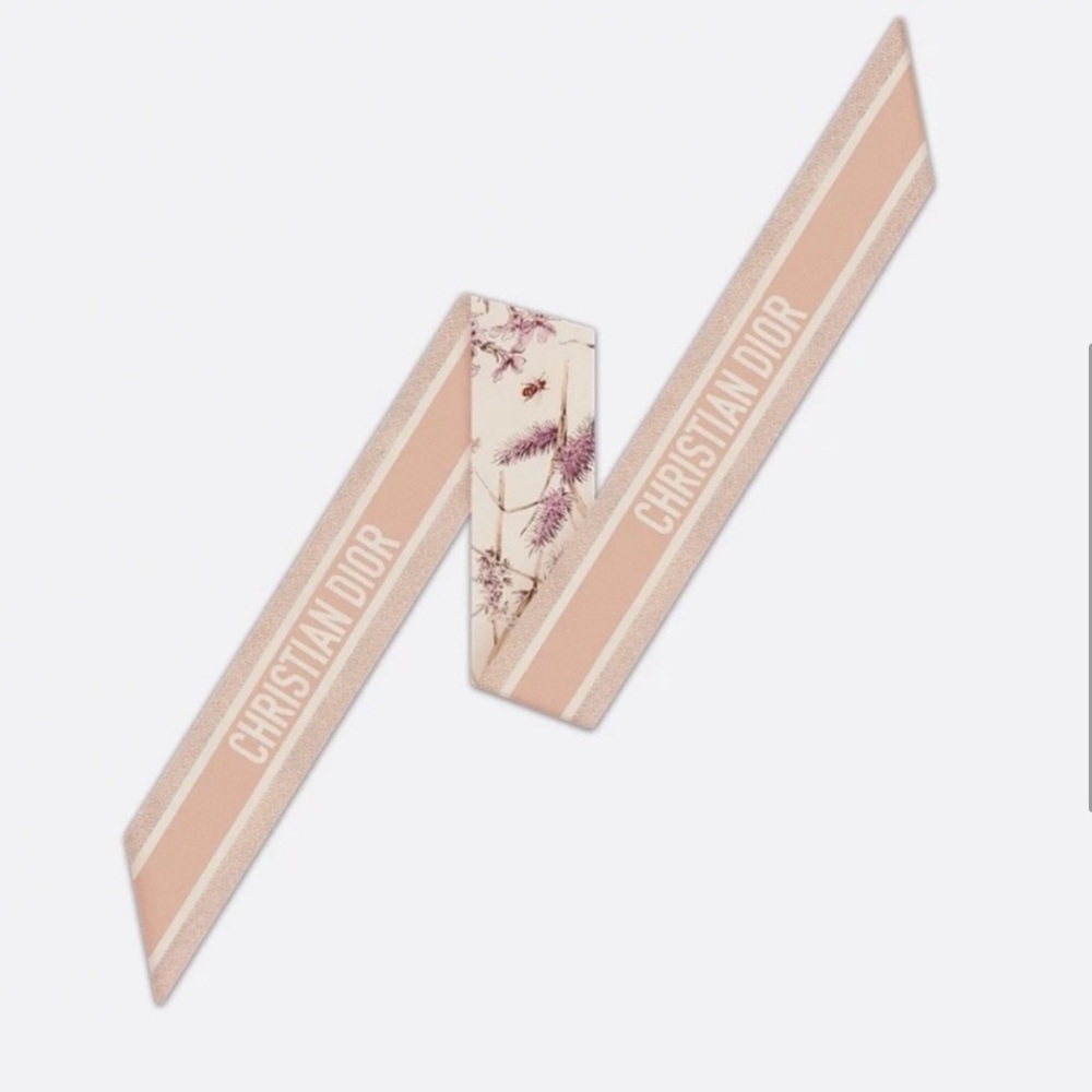 Dior Pink and Cream Silk Scarf - Picture 4 of 6